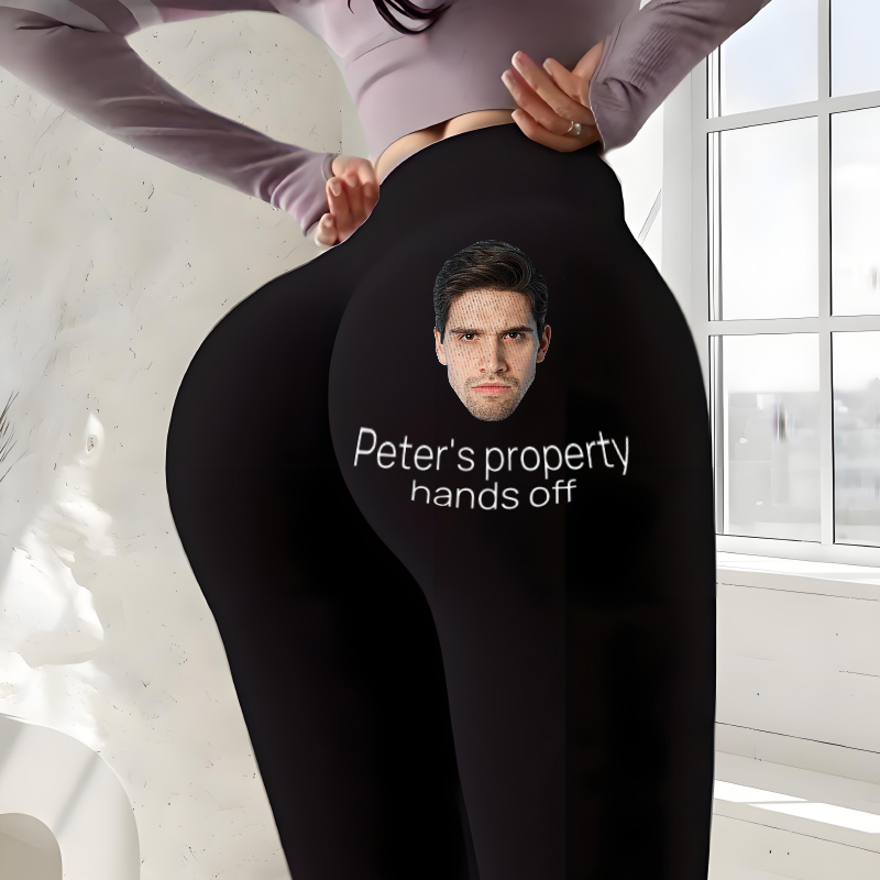 Personalized Leggings My Property Hands Off Custom Photo Funny Design Gift for Her Lovers