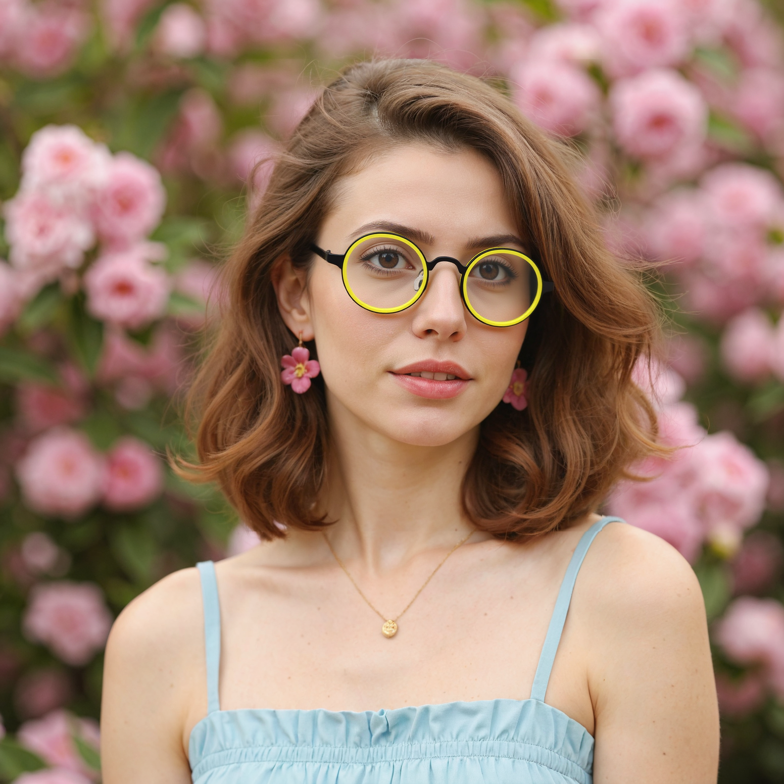 Horacee Round Yellow Glasses