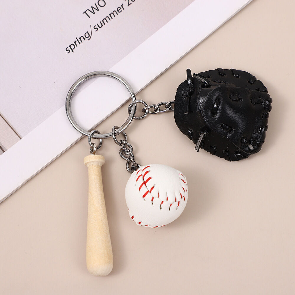 Custom Engraved Baseball Key Chain Bag Tag Mini 3 in 1 Pendant for Baseball Lovers