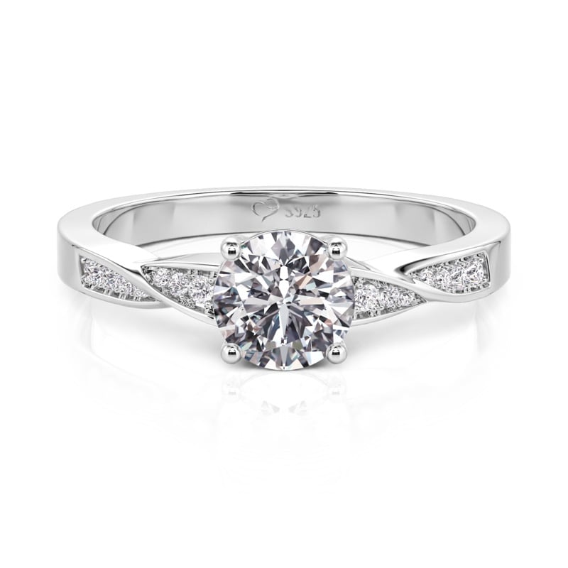 Jeulia Classic Twist Round Cut Engagement Ring Sterling Silver
