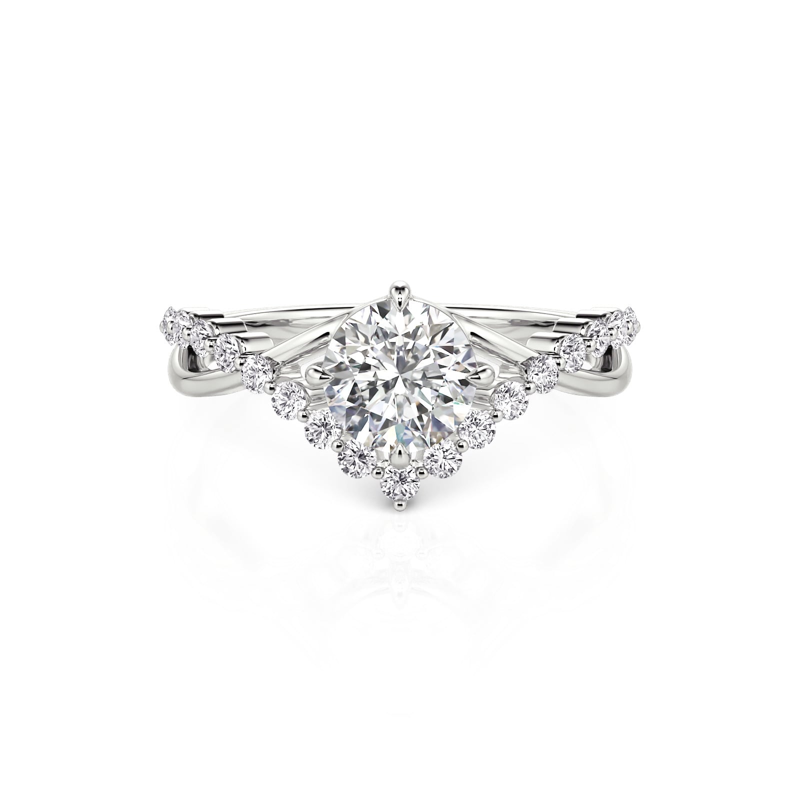 Jeulia Minimalist Round Cut Chevron Twist Engagement Ring