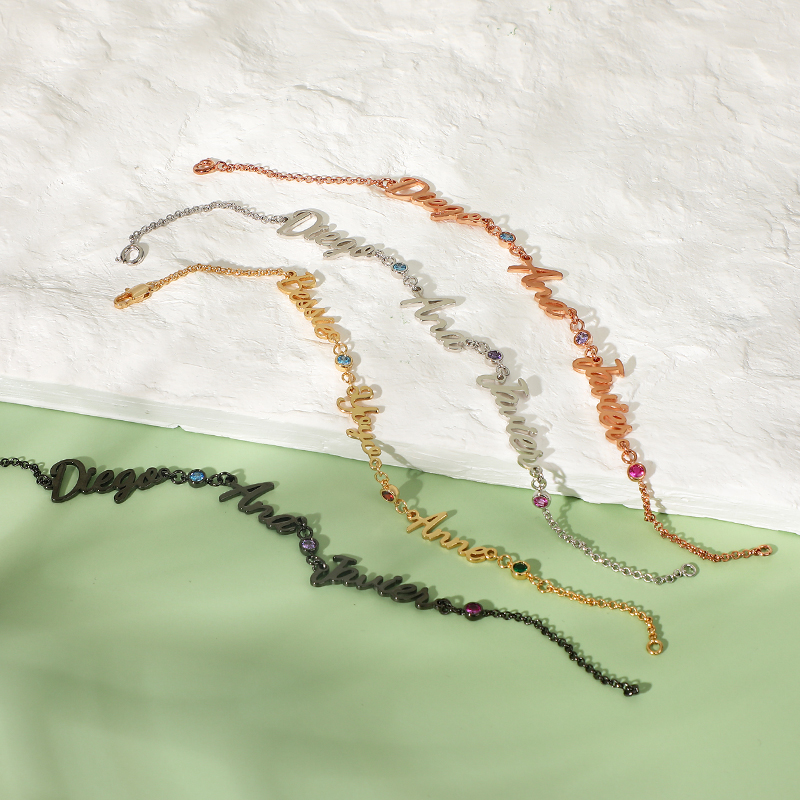 誕生石 ネーム カスタマイズ ブレスレット