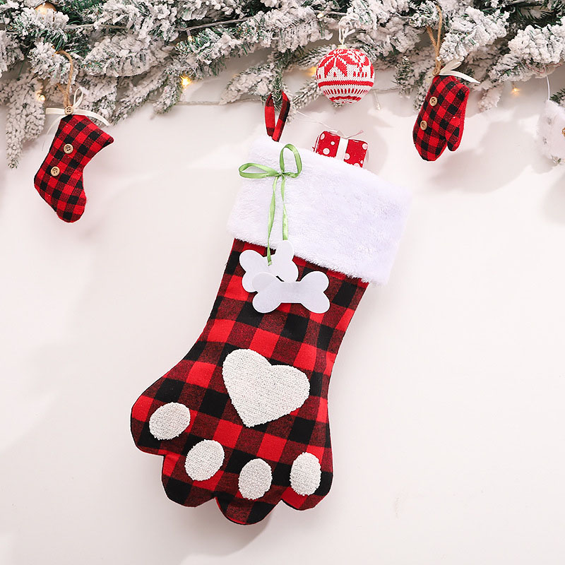Personalized Knitted Cute Pet Paw Heart Shaped Custom Name Christmas Stockings