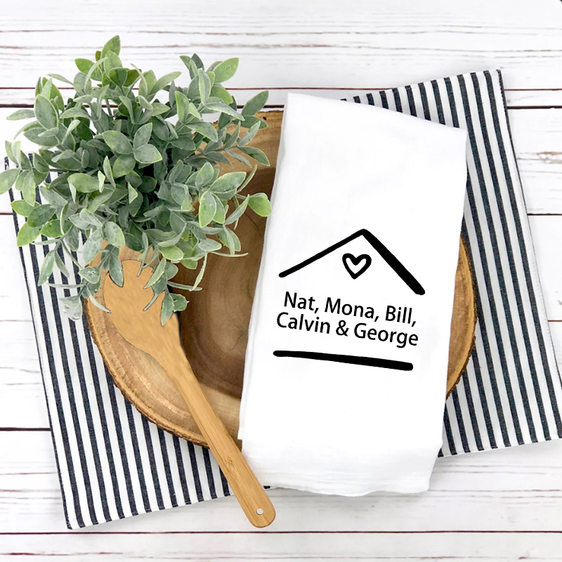 Personalized Towel with Custom Name Warm Love House Design Adorable Present for Family