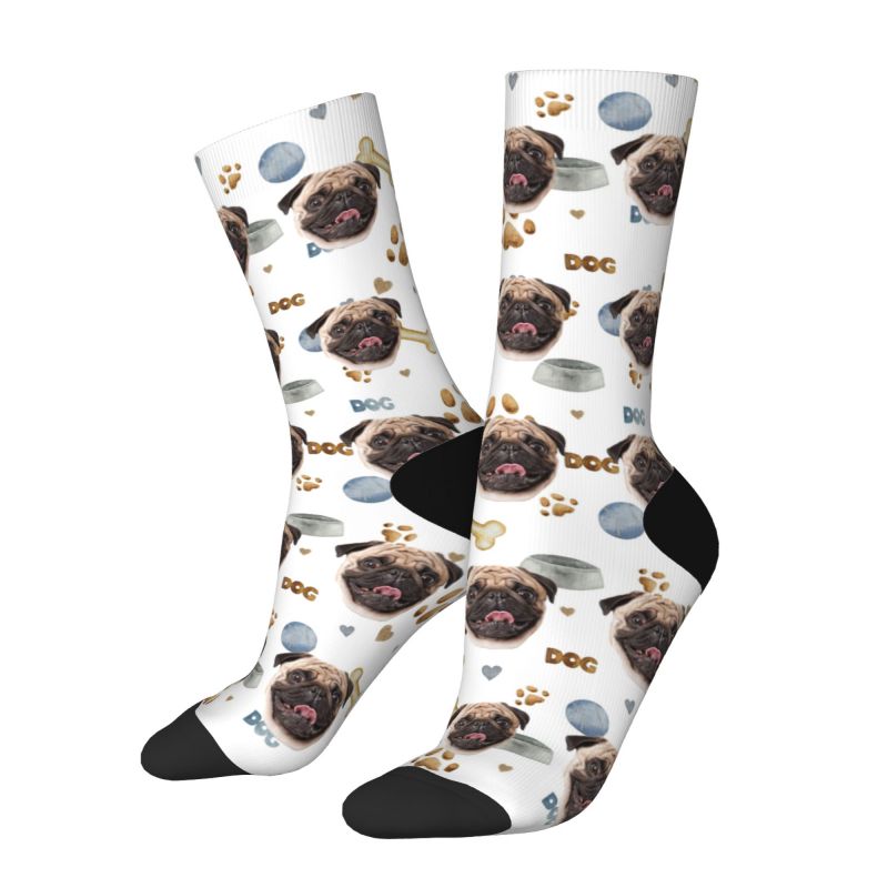 Customizable Dog Face Socks Printed with Dog Items for Pet Lovers