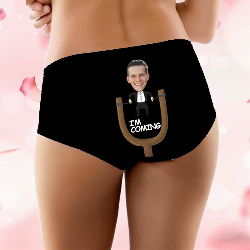 Personalized Picture Women's Underwear with Slingshot Pattern Interesting Gift for Valentine's Day