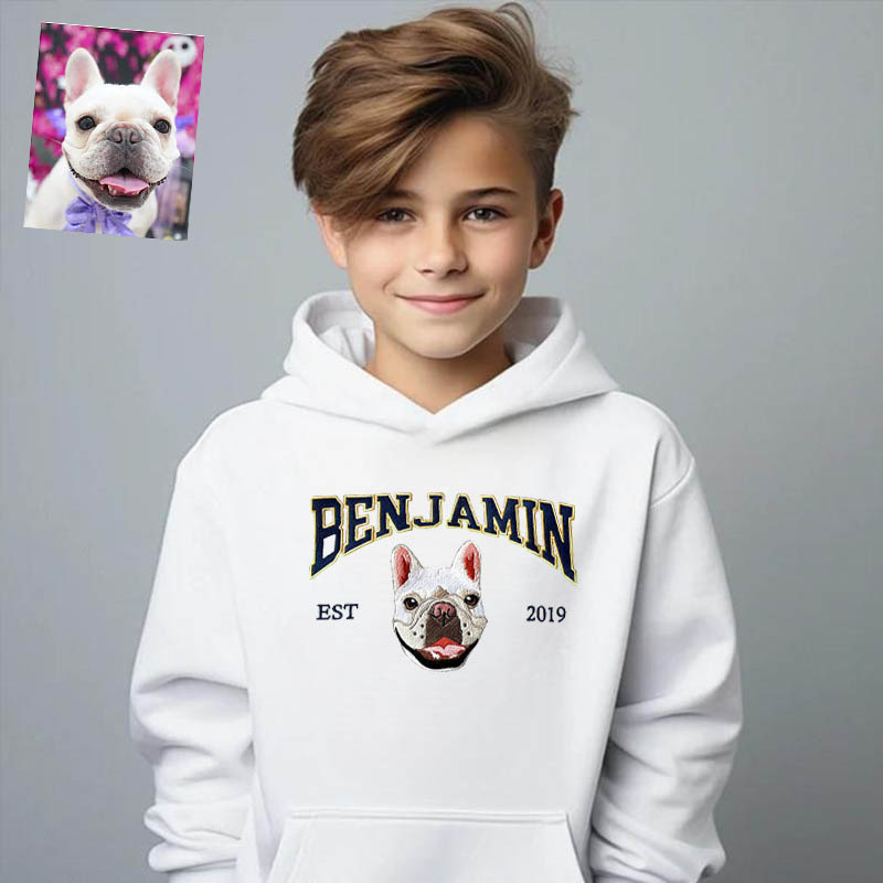 Gepersonaliseerde kinderen geborduurde Hoodie huisdier hoofd aangepaste foto naam ontwerp aantrekkelijk Gift voor kinderen