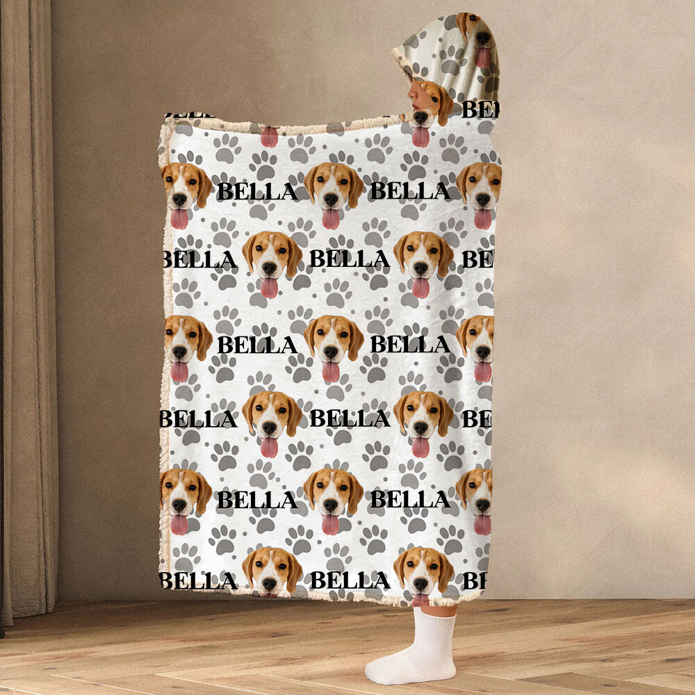 犬 猫 肉球 写真 顔写真 名入れ 着る毛布 ルームウェア ブランケット オーダーメイド