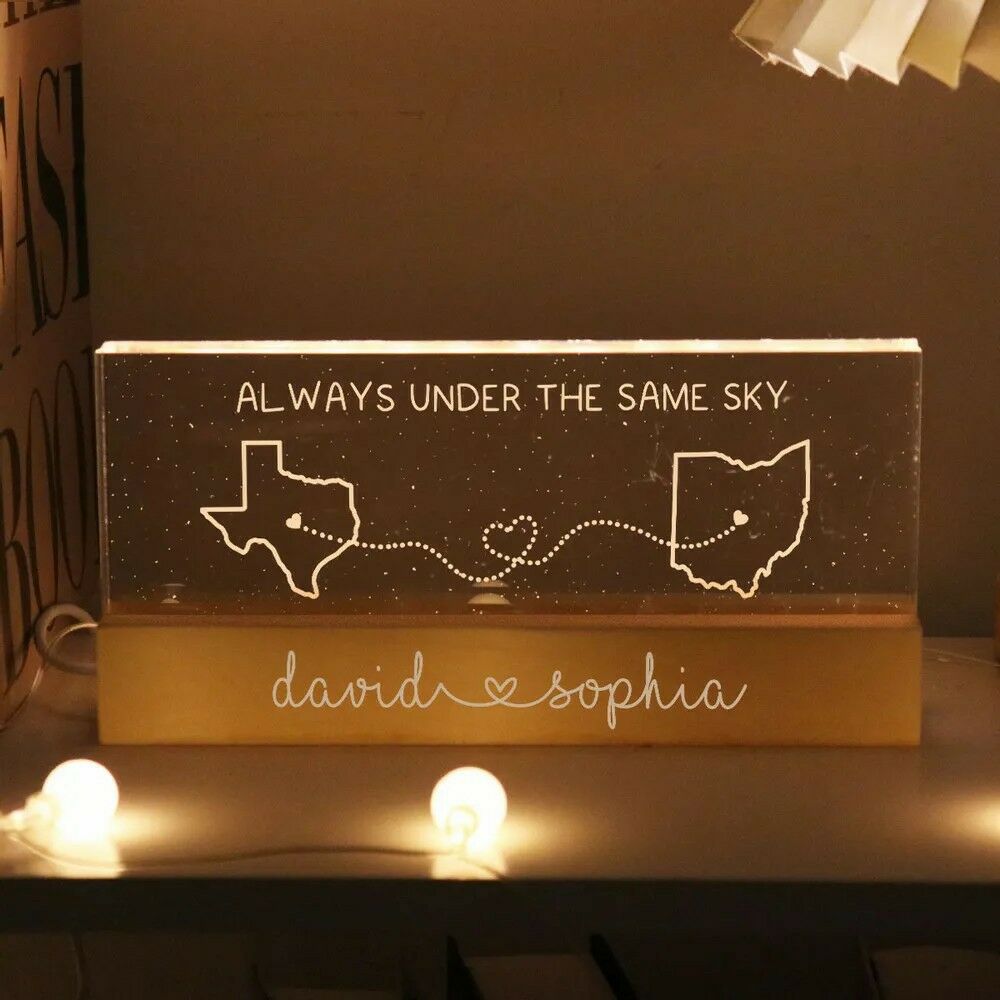 Personalized Led Lights Custom Map Outline Gifts For Long Distance Relationships