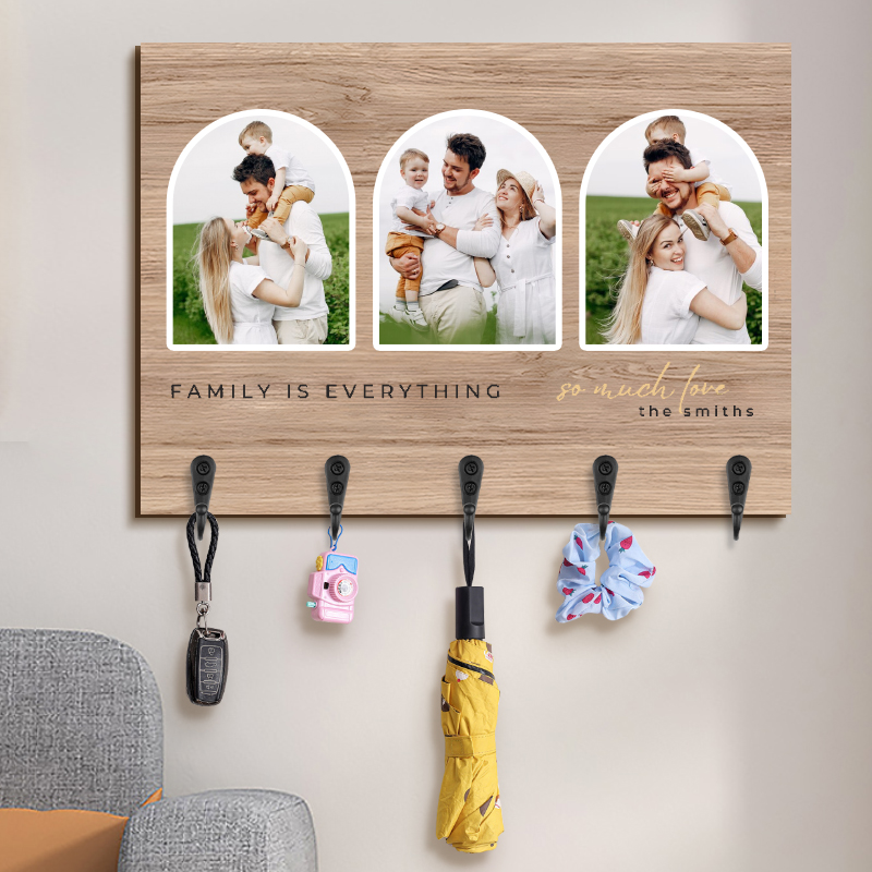 Personalisierter Schlüsselhaken Familie ist alles Individuelles Foto Perfektes Deko-Geschenk für einen geliebten Menschen