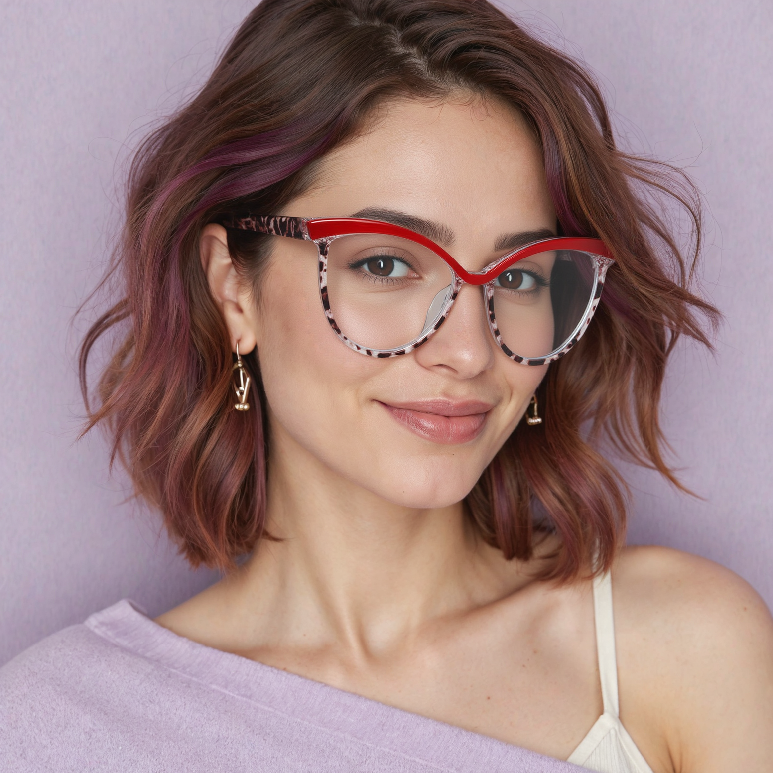 Bing Cat Eye Red Glasses