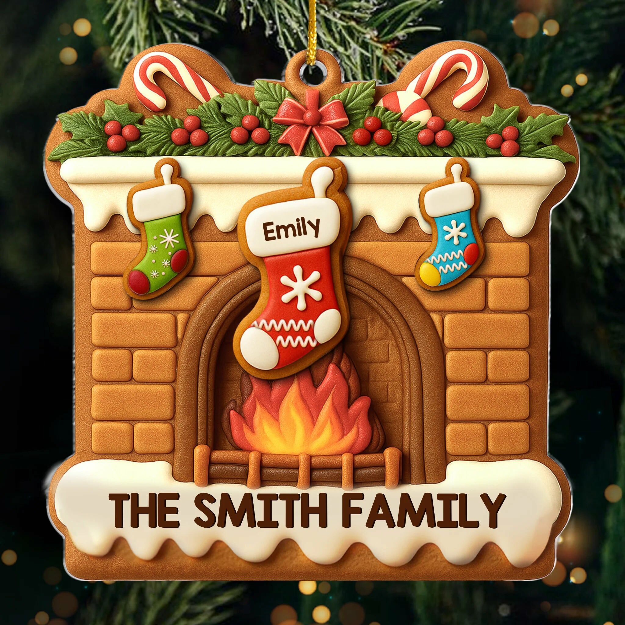Personalized Christmas Stockings Fireplace Ornaments with Custom Names for Family Gifts