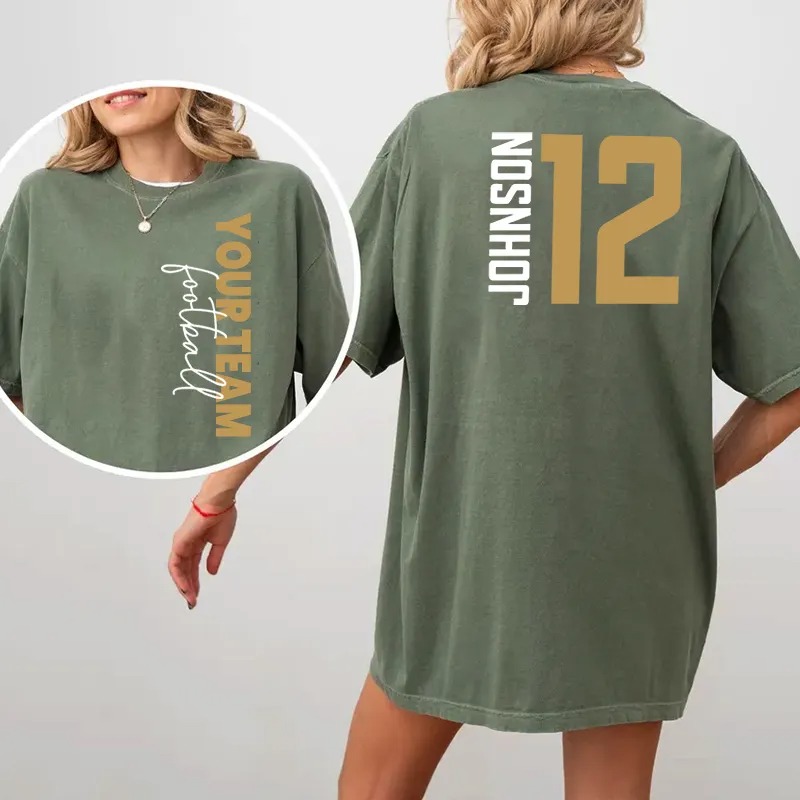 Personalized Washed T-shirt Custom Team Name and Player Message Unisex Design Gift for Sports Lover