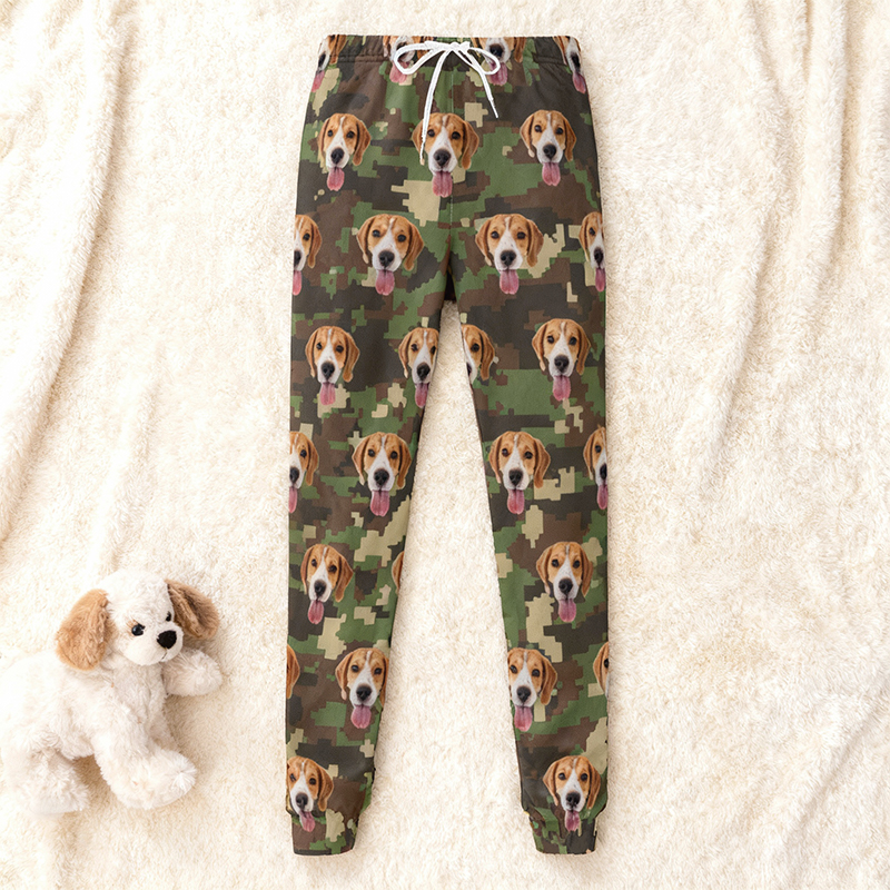 Pantaloni della tuta unisex personalizzati con foto personalizzata Design mimetico Regalo per gli amanti degli animali domestici