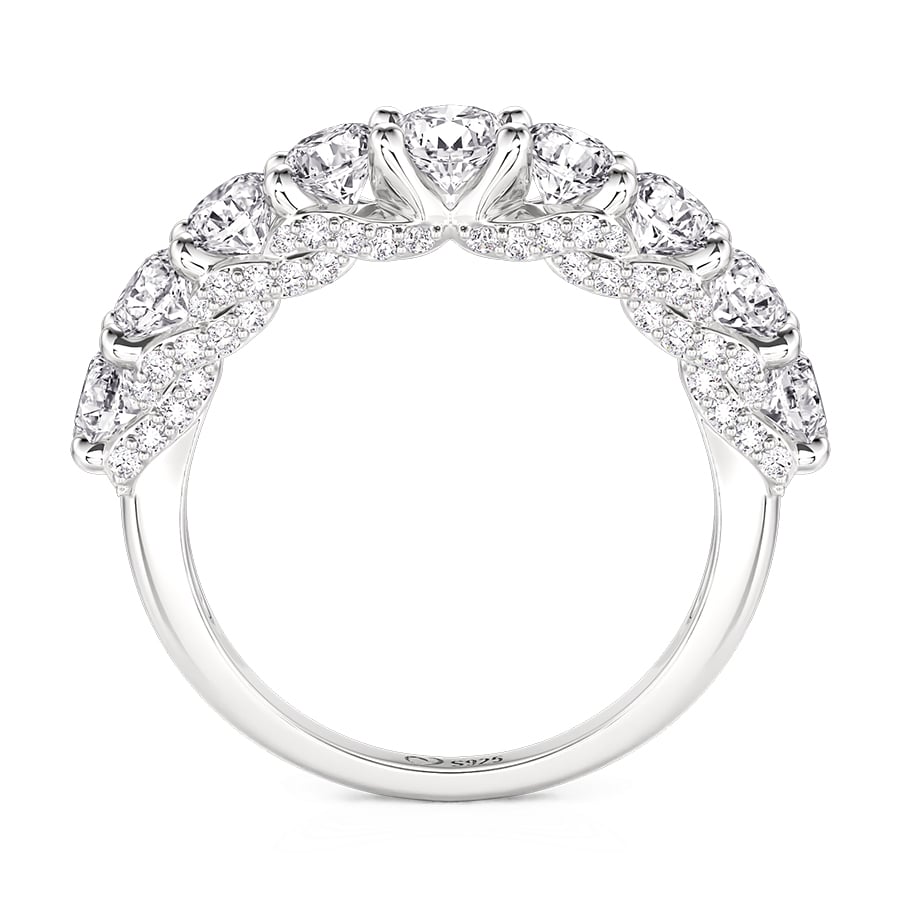 Jeulia Simple Hidden Halo Round Cut Wedding Band for Women