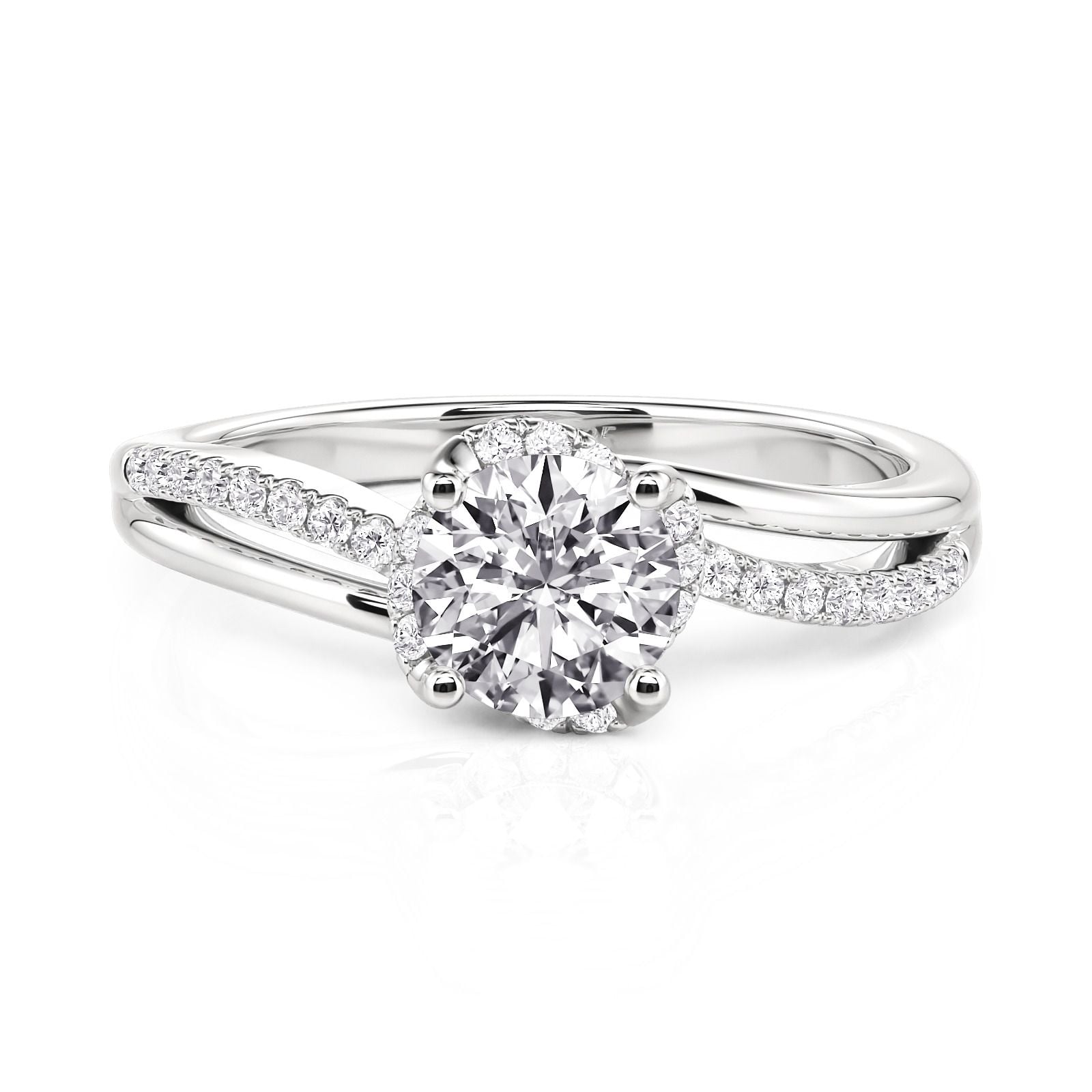 Jeulia Wave Swirl Twist Round Cut Engagement Ring