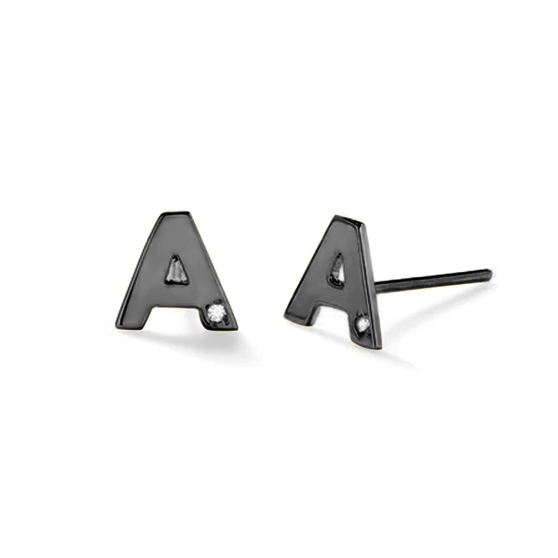 イニシャル 誕生石 ピアス 両耳用