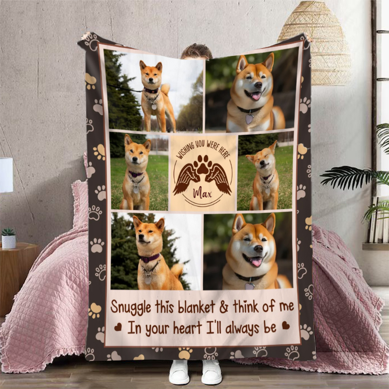 Personalized Picture Blanket with Paw Print Lovely Present for Pet Lover