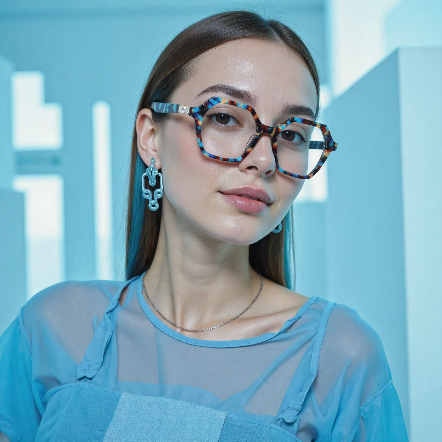 Tonee Geometric Blue Glasses
