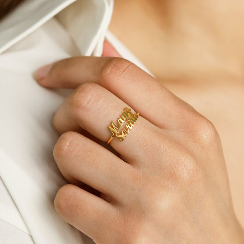 Personalized Name Ring with Smooth Circle Shaped Creative Gift for Her