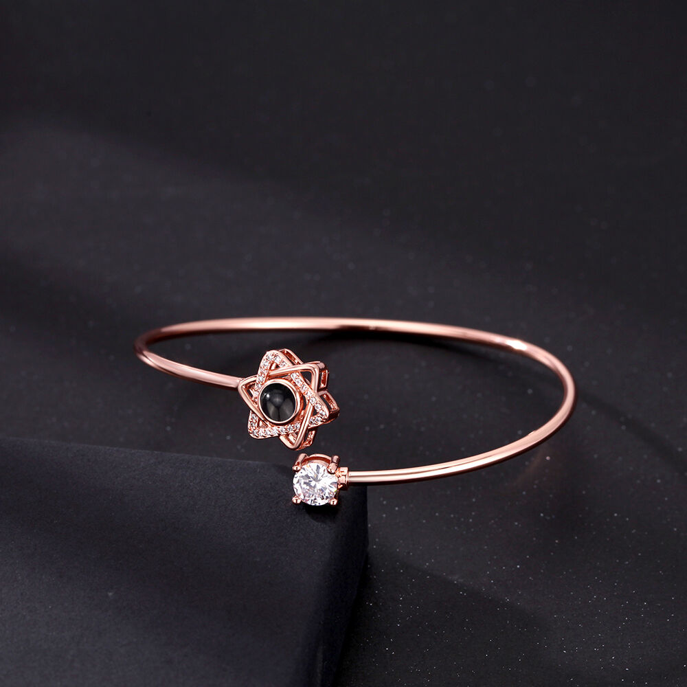 Personalized Projected Photo Bracelet With Six-Pointed Star Pendant Exquisite Gift
