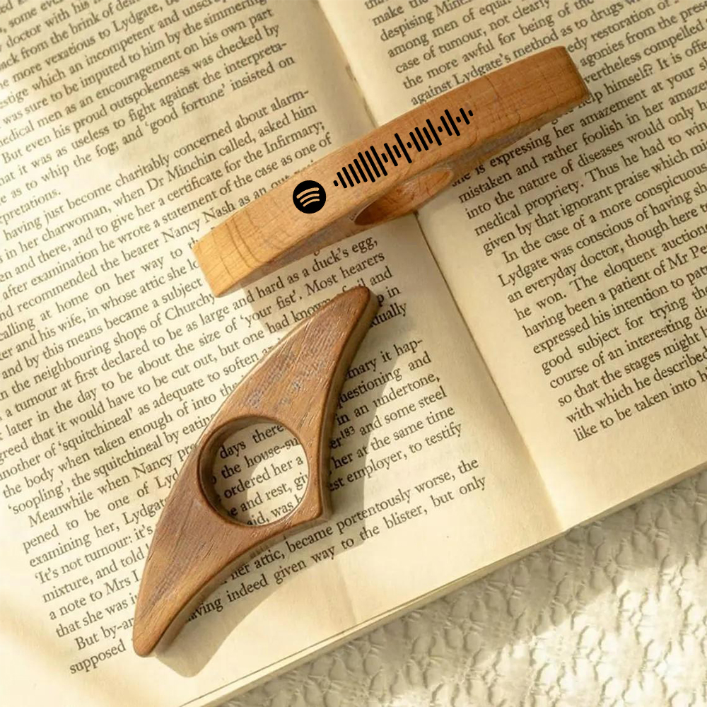 カスタマイズ Spotifyコード ブックページホルダー 親指 木製 読書補助 片手読書 便利