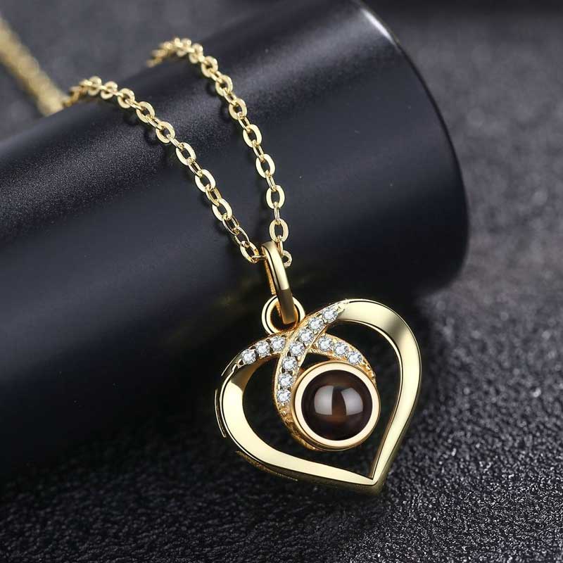 Personalized Photo Projection Necklace -Heart Love