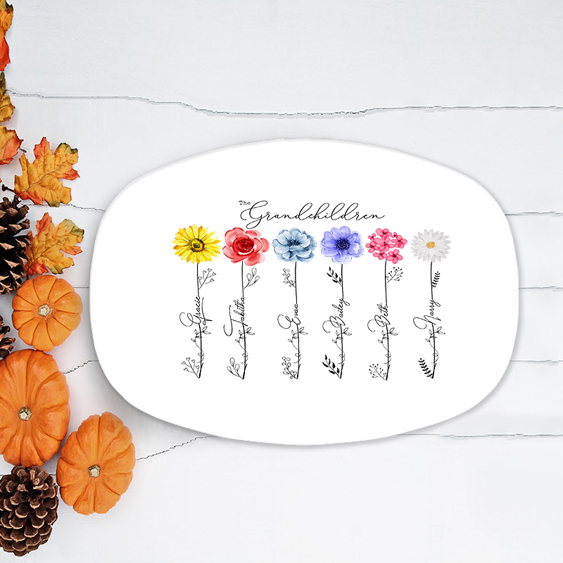 Personalized Name Plate with Custom Birth Flower Marvelous Present for Grandparents