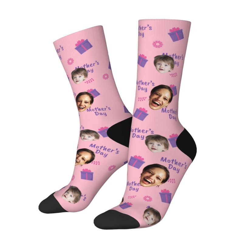 Calcetines faciales personalizados con foto de cajas para madre