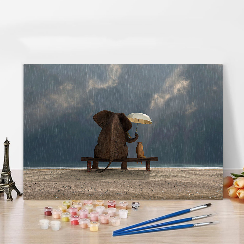 Animals In The Rain Paint By Numbers Kits Creative Gift for Kids