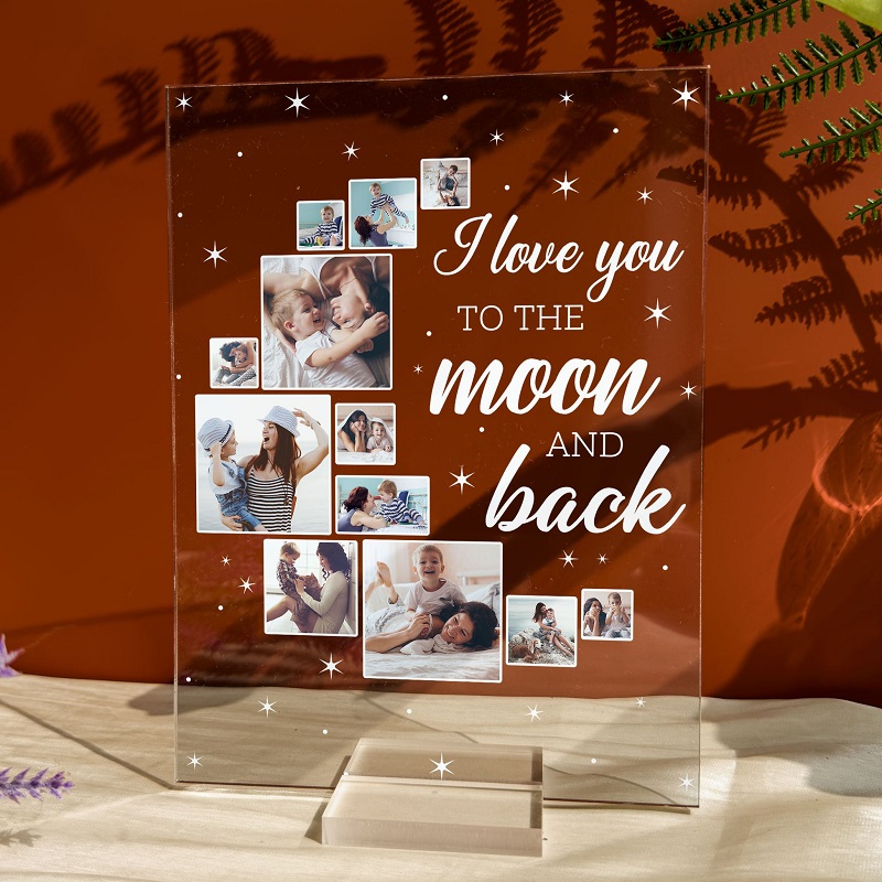 Personalized Acrylic Plaque Love You To The Moon And Back Custom Photos Warm Gift for Loved One