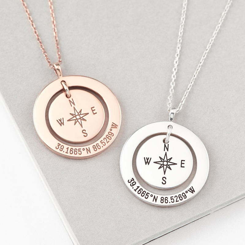 Custom Coordinates Necklace Latitude Longitude Jewelry Graduation Gift for Anniversary