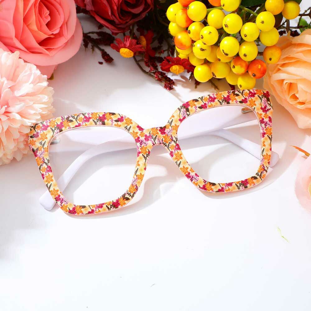 Lunettes de Vue Cynthia Carré Jaune Floral