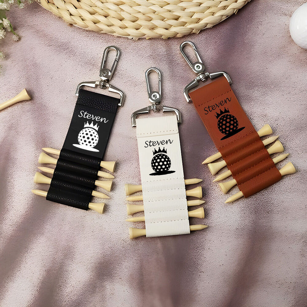 名前 5本収納 ゴルフティー ホルダー レザー ゴルフ ティーバッグ オリジナル