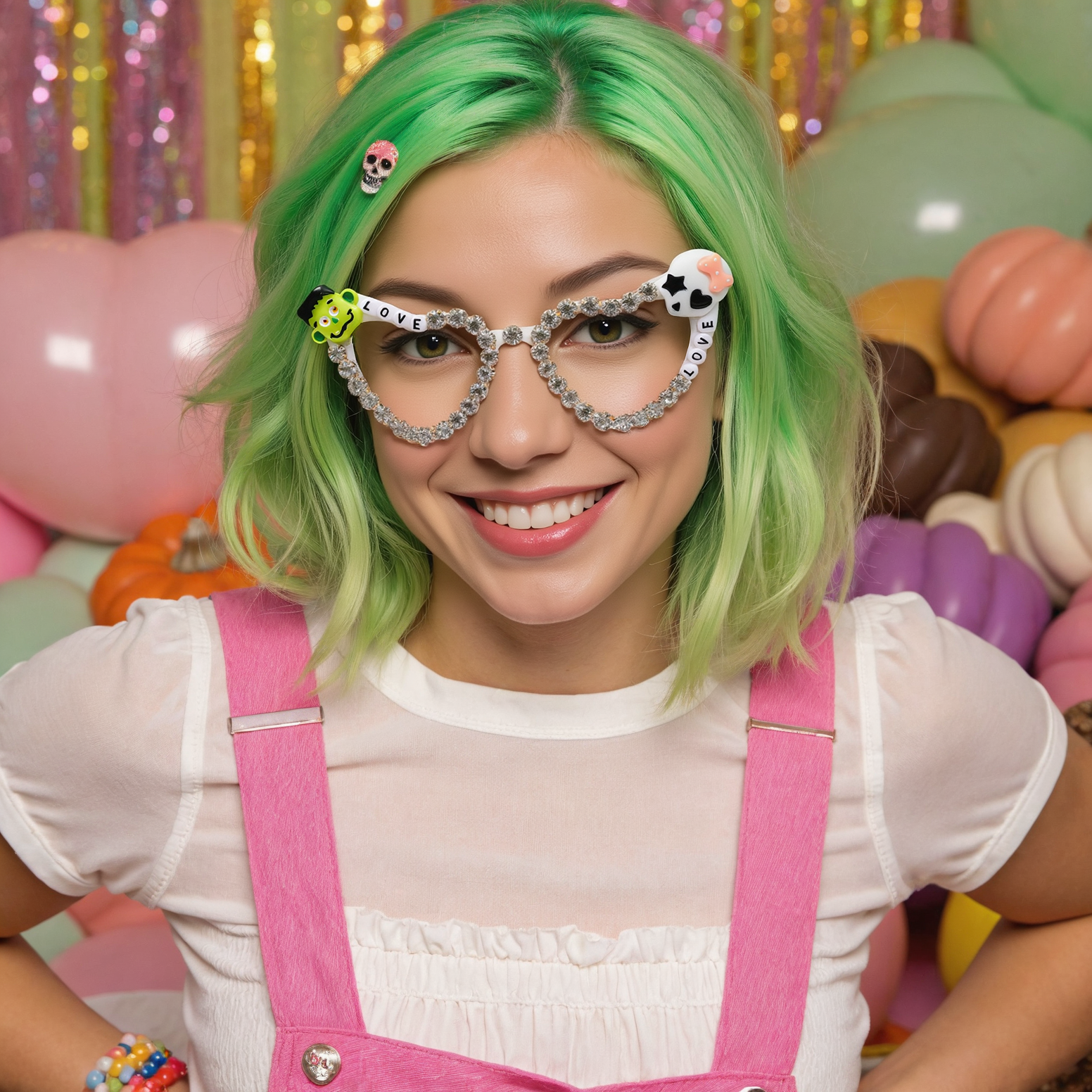 Halloween Cedriea Heart Green Monster Glasses