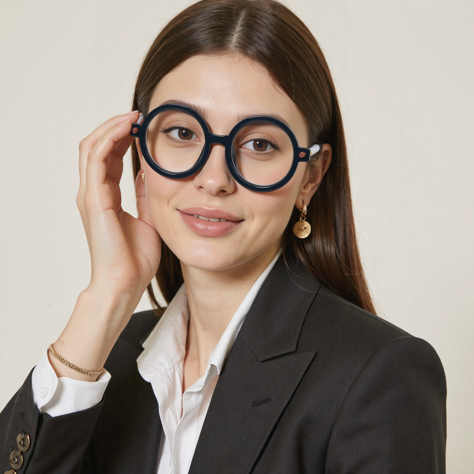 Ice Cream Round Black White Glasses