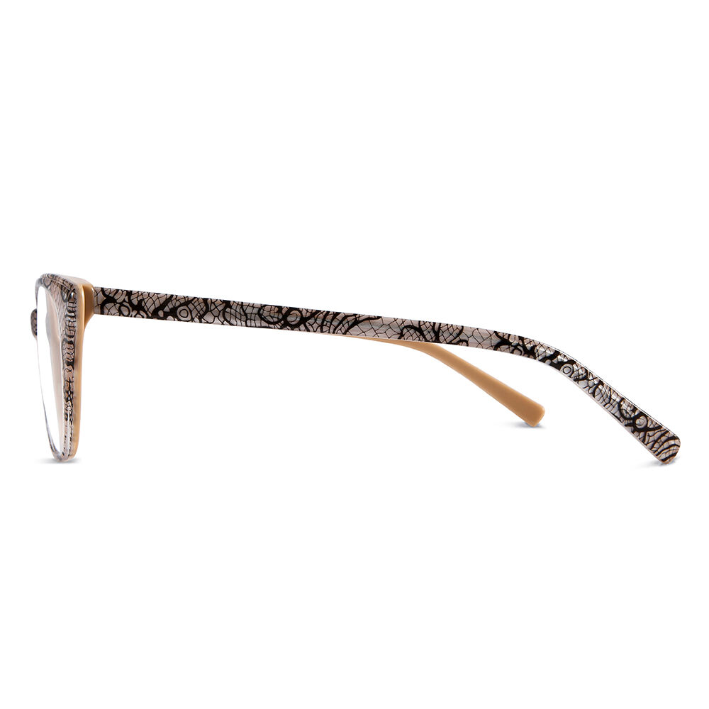 Lunettes de Vue Blanche Ovale Beige Floral