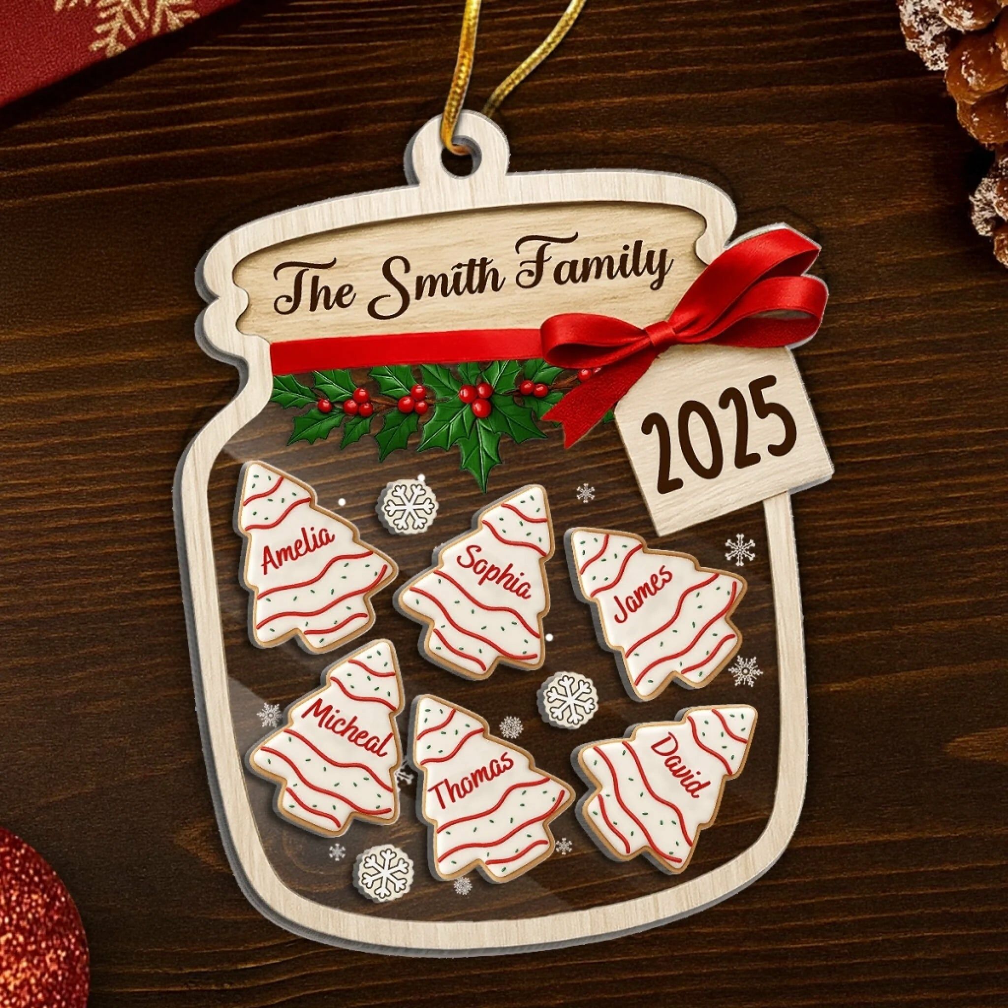 Personalized Jar Hanging Ornaments with Custom Names Christmas Gifts for Family