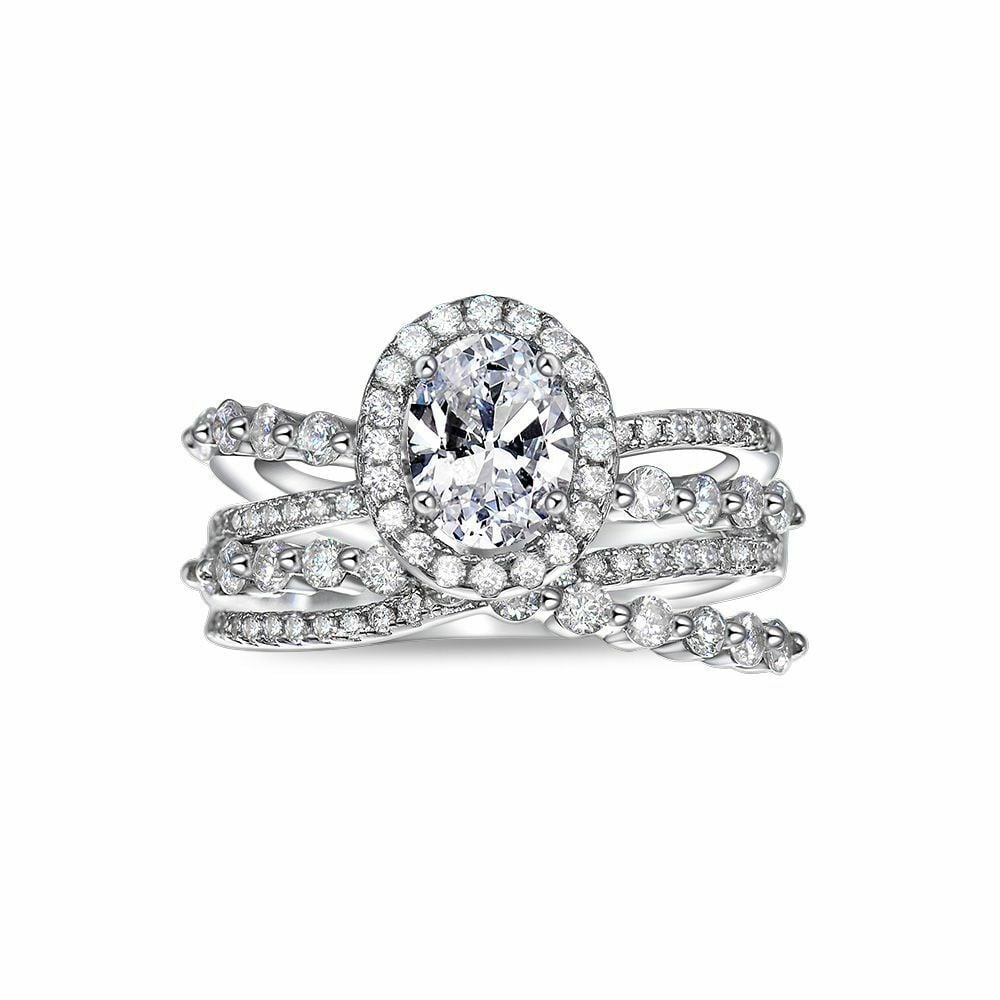 Jeulia Round Cut Star Trail Sterling Silver Ring