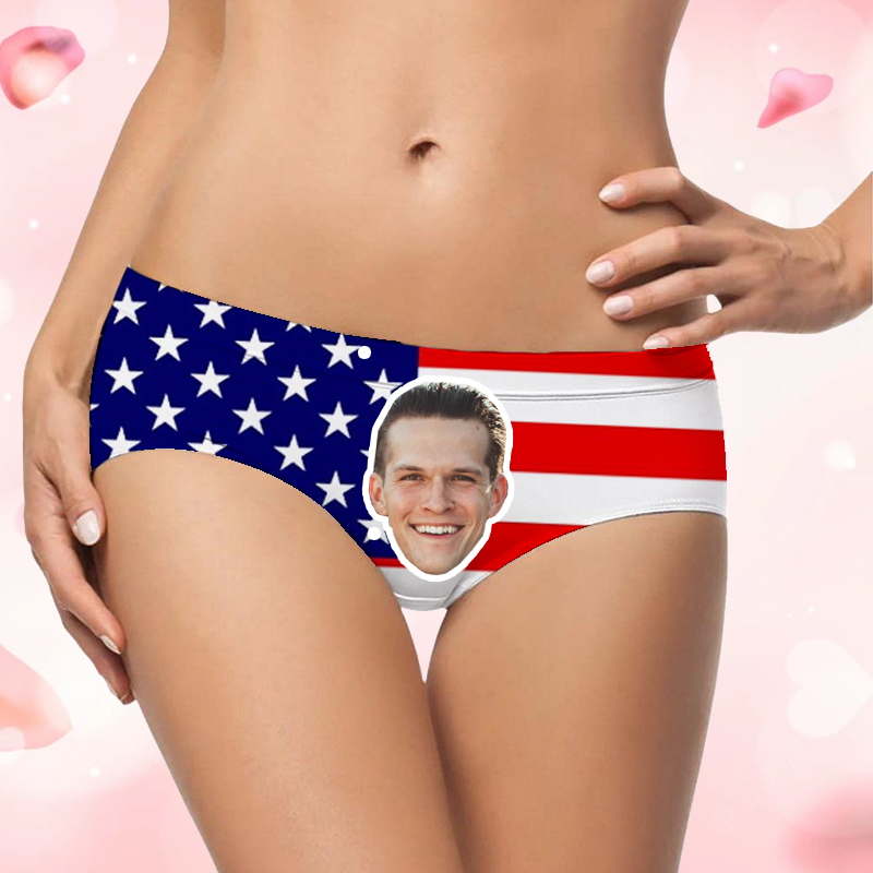 Sous-vêtements pour femmes avec photo personnalisée et motif drapeau, cadeau créatif pour elle