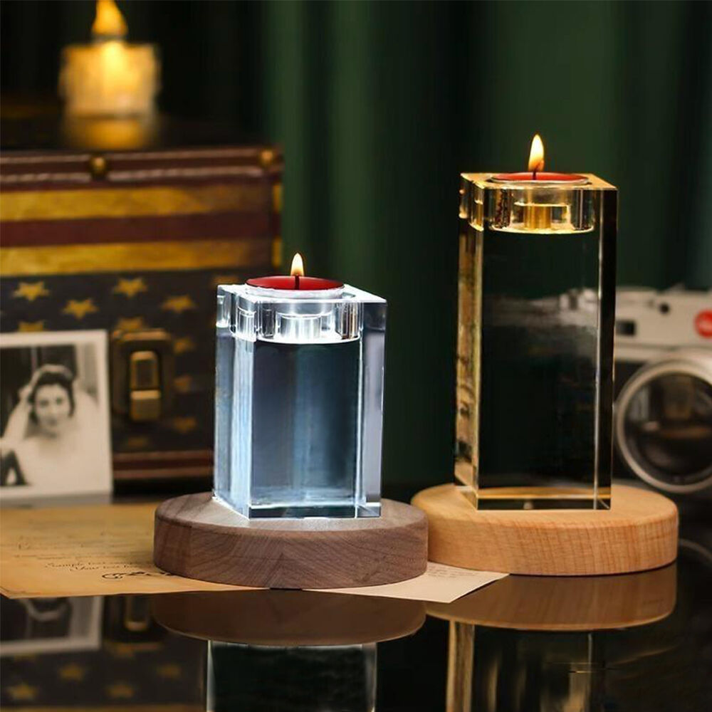 Personalized Crystal Candle Holders with Pet Names as Memorial Gifts for Pet Owners