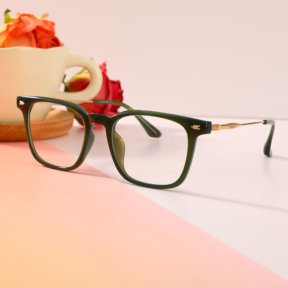 Polly Square Green Glasses