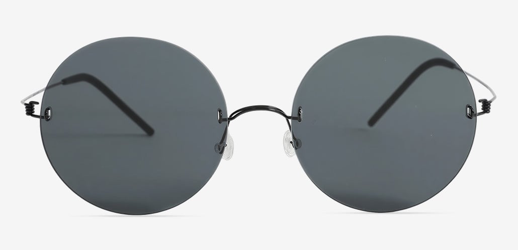 Aries Black Round Sunglasses