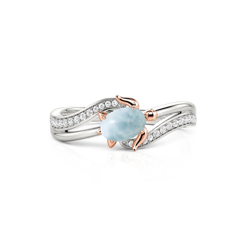 Jeulia Bypass Sea Turtle Ring with Oval Cut Larimar