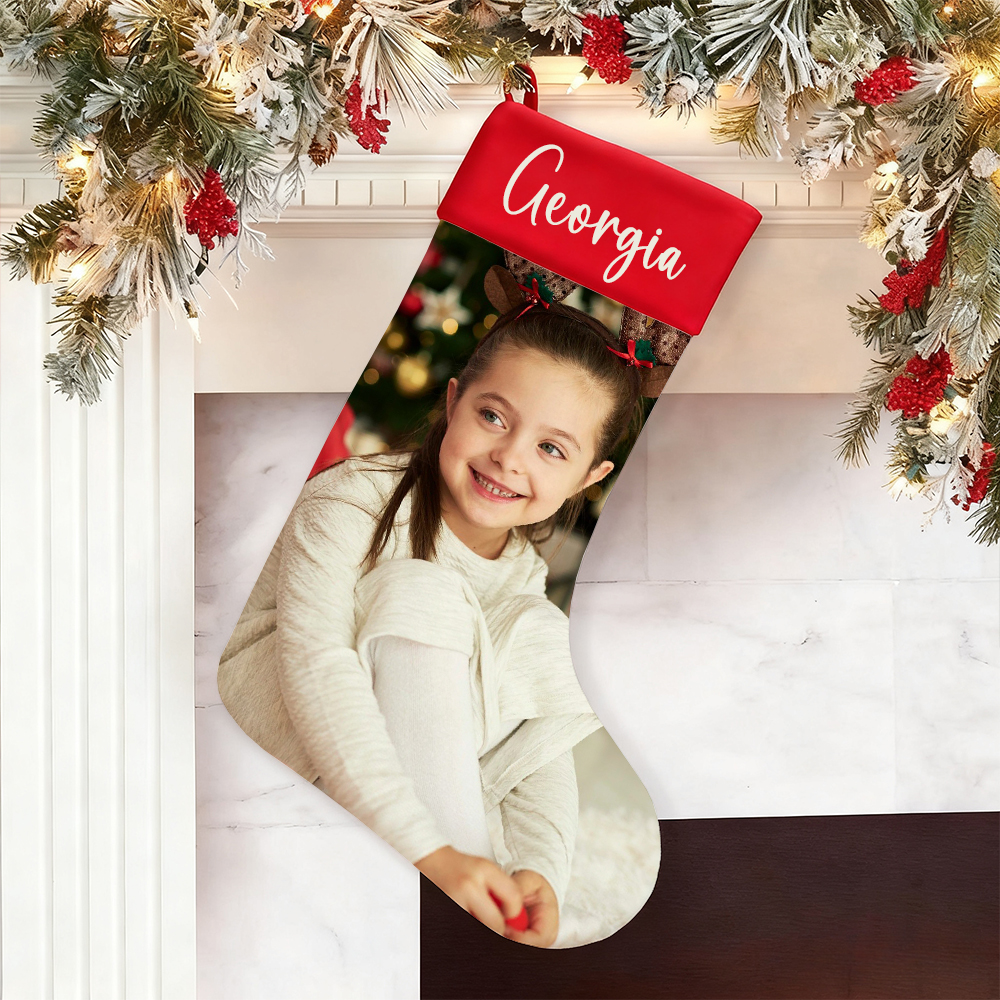 Personalisierte Weihnachtsstrümpfe mit Fotos und Namen für Kinder