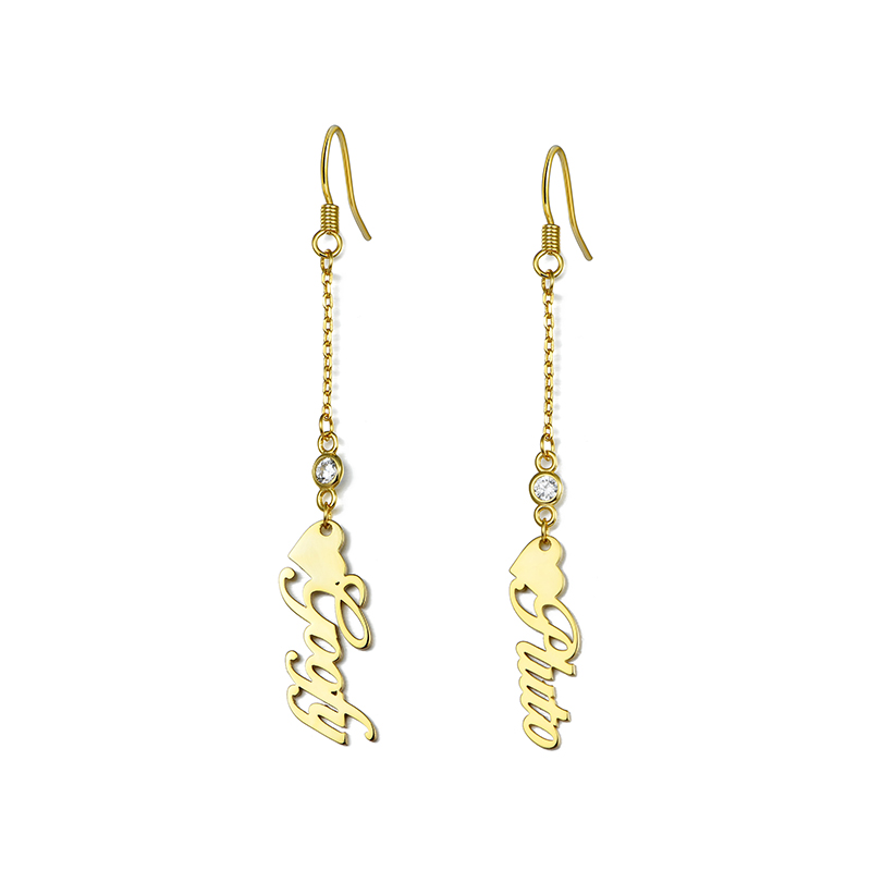 ネーム ピアス 両耳用 オーダーメイド 誕生石 ロングピアス カスタマイズ