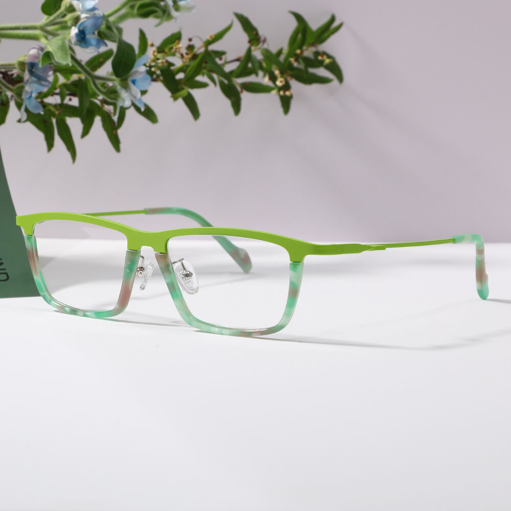 Burnal Rechteckige Grüne Brille