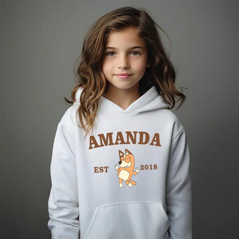 Personalized Children Hoodie Customized With Name And Year With Anime Pattern Special Gift For Girls