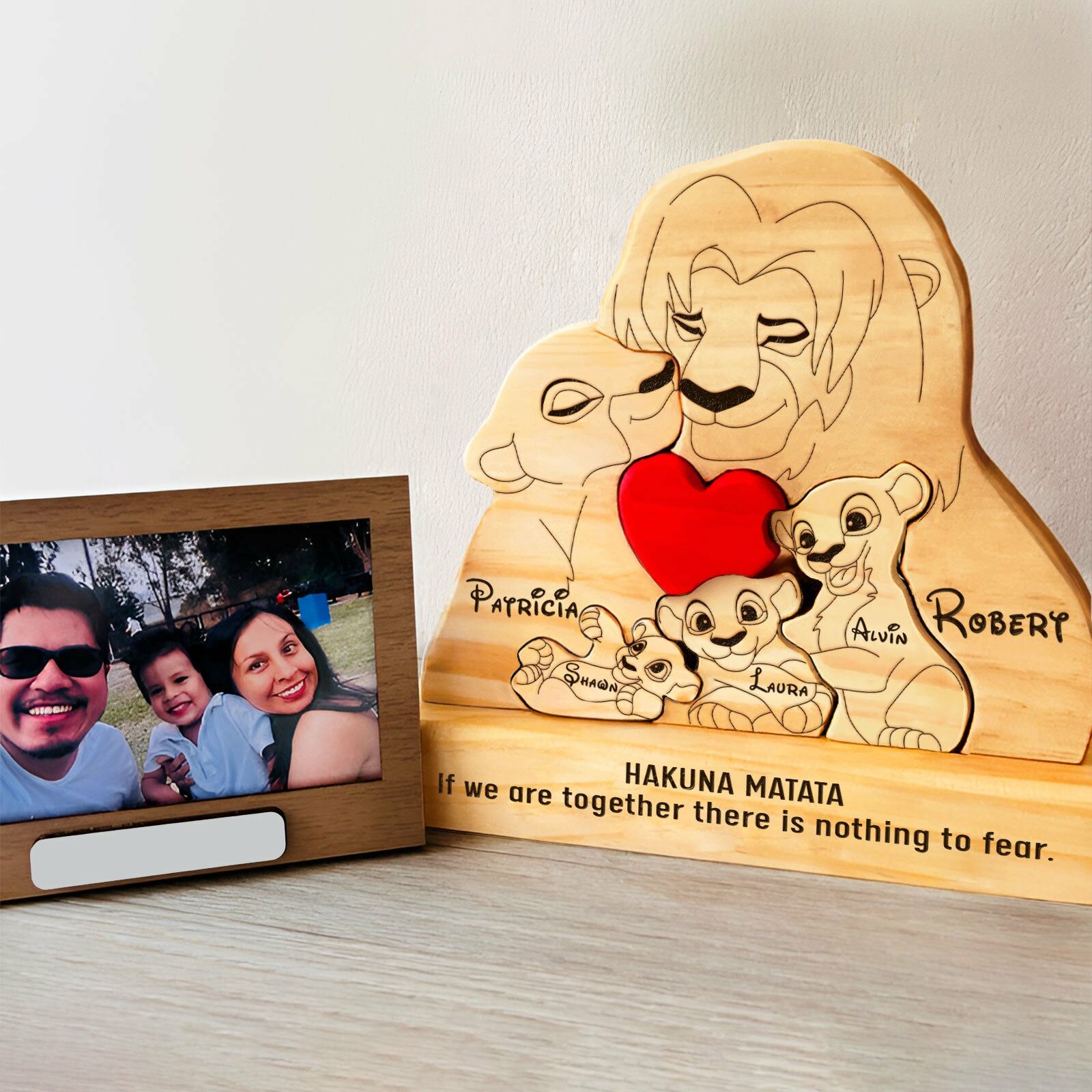 Personalized Wooden Lion Family Puzzle Fun Gift For Christmas