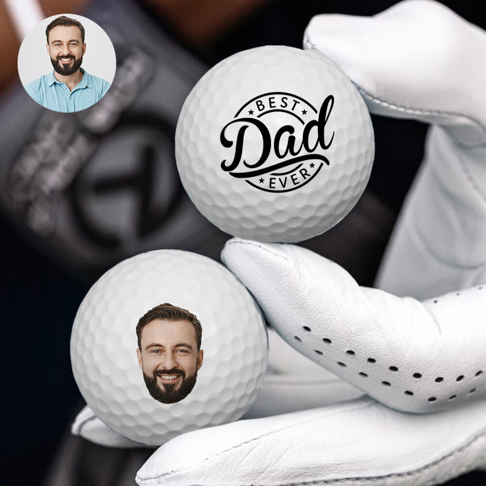 "Best Dad Ever" Custom Face Golf Balls Set of 3 Father's Day Birthday Gift for Dad